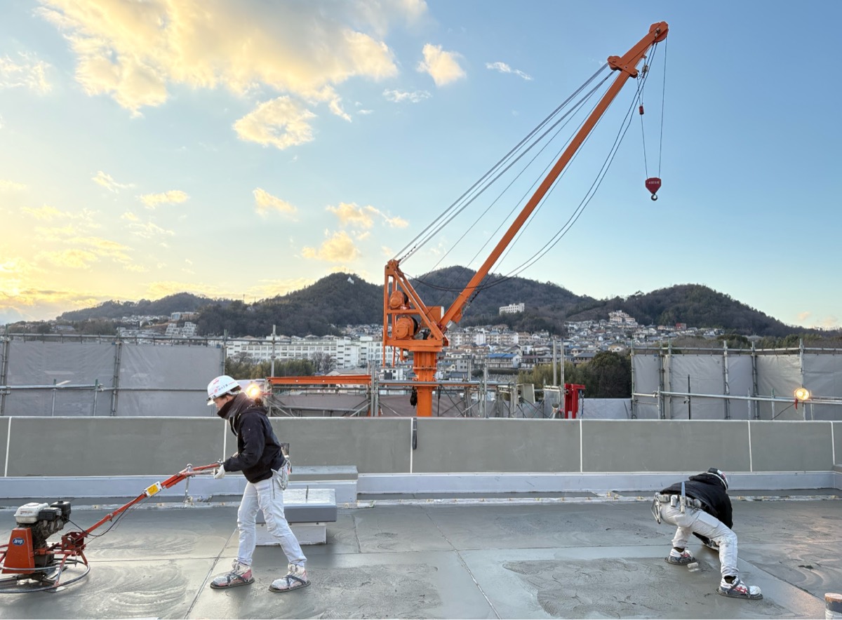 土間工事の施工風景